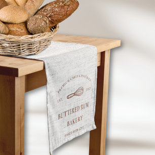Vintage Linen Brown Bakery Whisk Table Runner