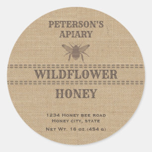 Vintage linen honey bee Honey jar label