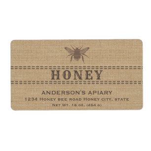 Vintage linen rustic bee honey jar label
