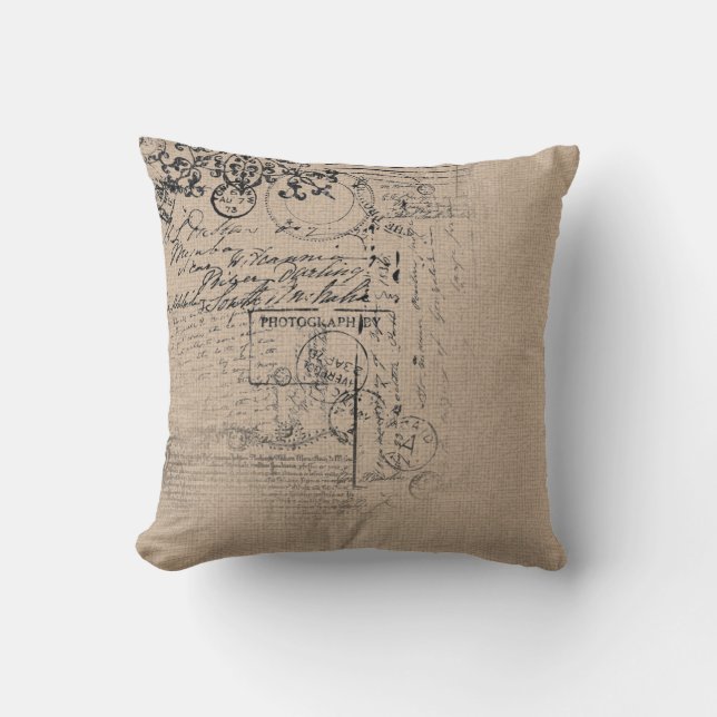 Vintage linen texture design cushion (Front)