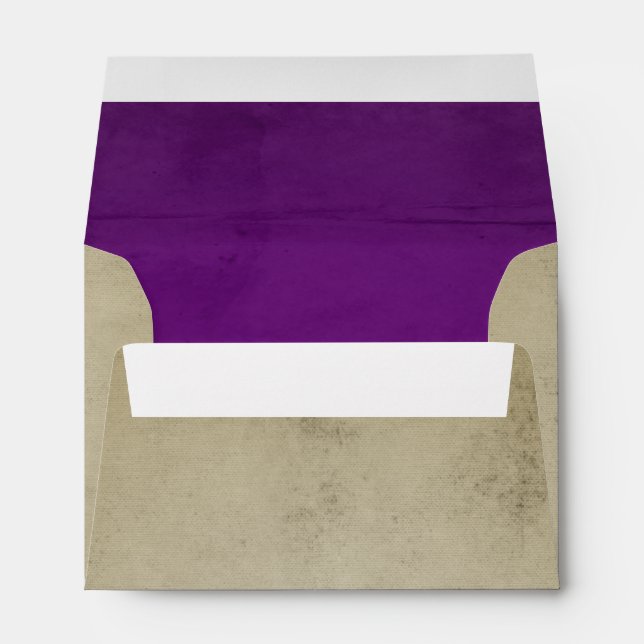 Vintage Linen with Purple Velvet A6 Envelopes (Back (Bottom))