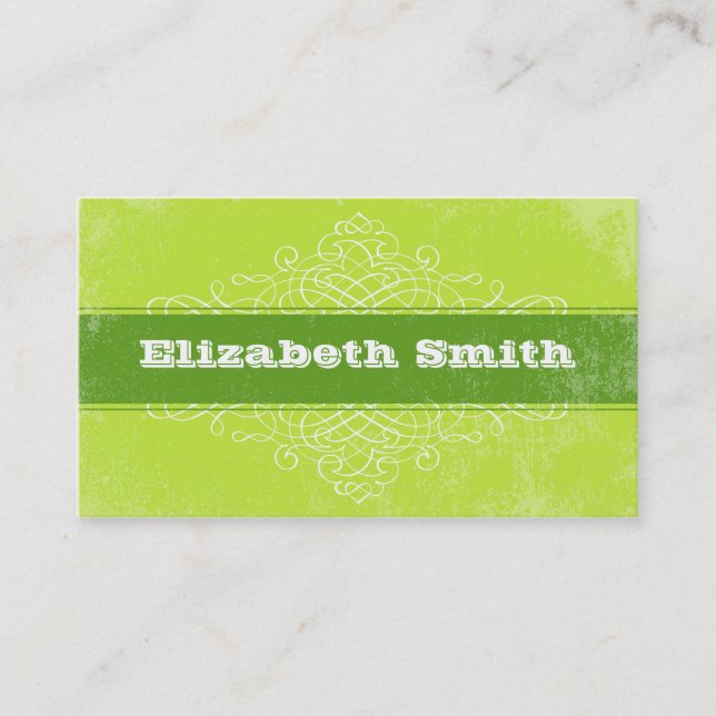 Vintage Lines Business Card Green (Front)