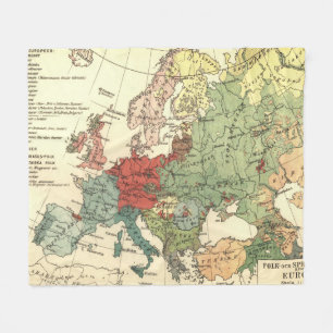 Vintage Linguistic Map of Europe (1907) Fleece Blanket