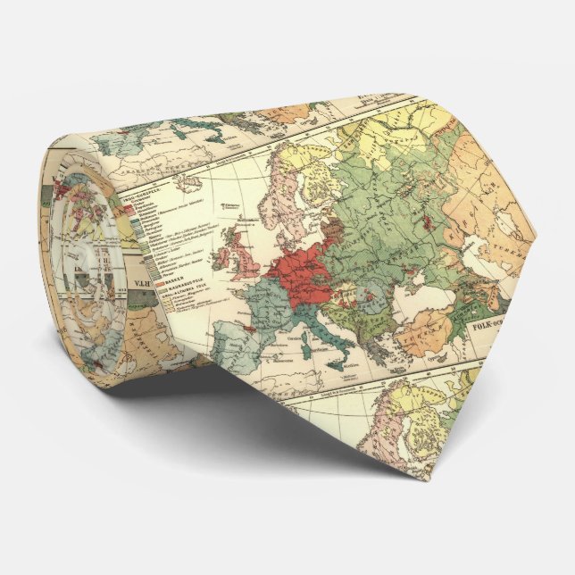 Vintage Linguistic Map of Europe (1907) Tie (Rolled)
