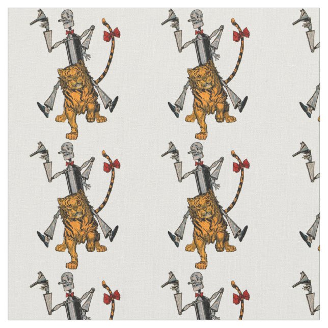 Vintage Lion and TinMan From Oz Fabric (Close Up)