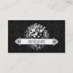 Vintage Lion Black & White Unique Business Cards
