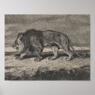 Vintage lion card poster