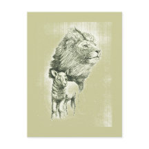 Vintage Lion & Lamb Postcard