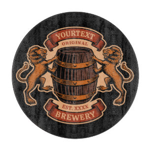 Vintage Lion Oak Barrel Personalised Brewery Beer  Cutting Board
