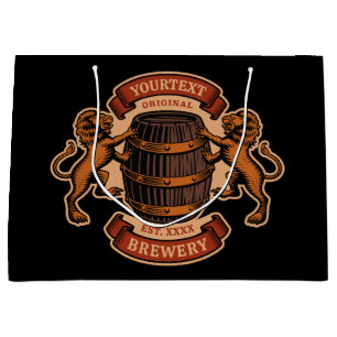 Vintage Lion Oak Barrel Personalised Brewery Beer Large Gift Bag