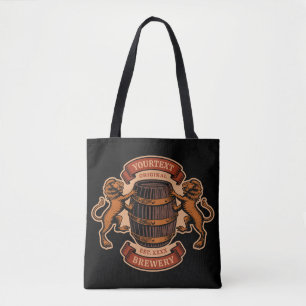 Vintage Lion Oak Barrel Personalised Brewery Beer  Tote Bag