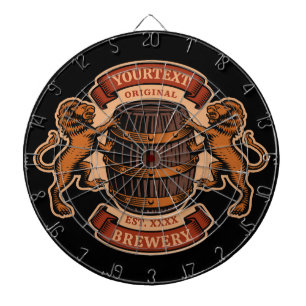 Vintage Lion Oak Barrel Personalized Brewery Beer  Dartboard