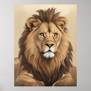 Vintage Lion Painting    Poster