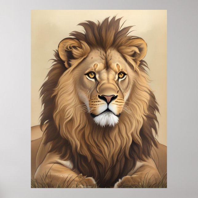 Vintage Lion Painting    Poster (Front)
