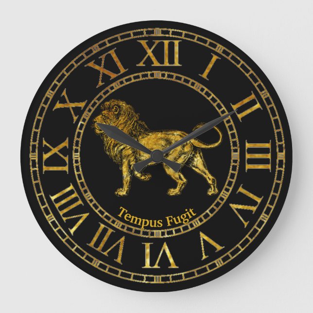 Vintage Lion Personalise Large Clock (Front)
