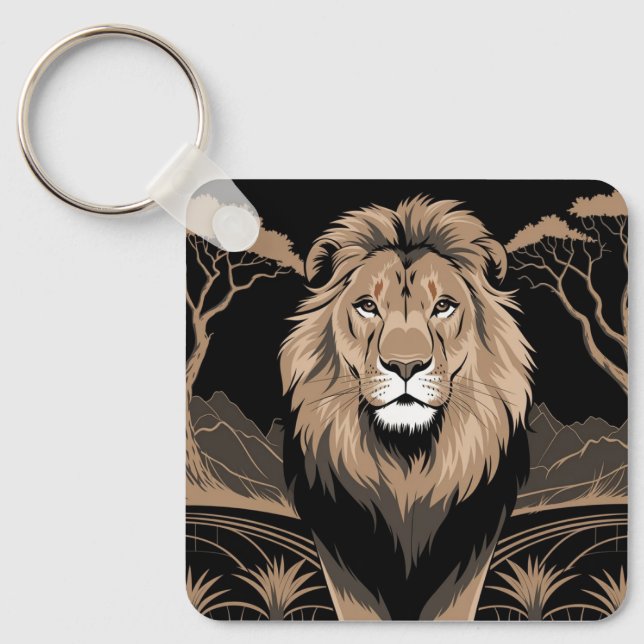 Vintage Lion Portrait Key Ring (Front)