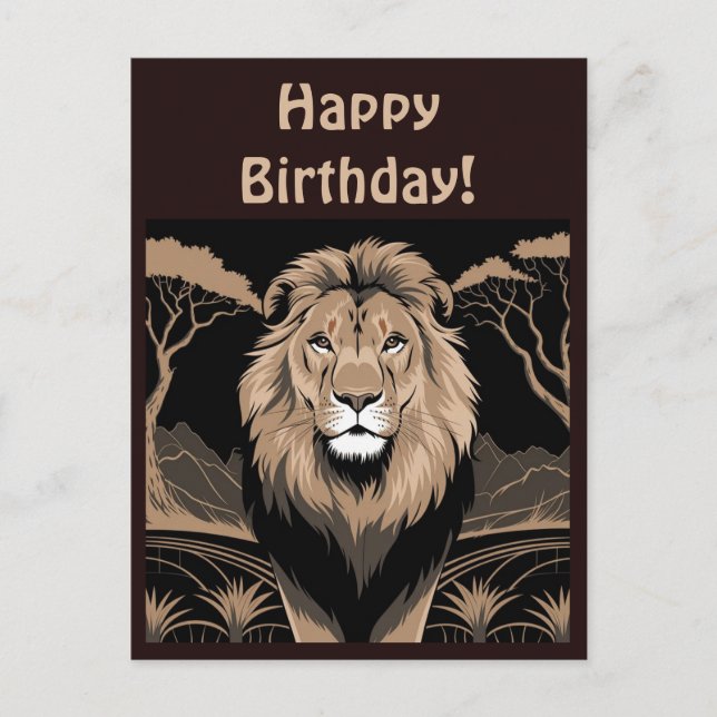 Vintage Lion Portrait Postcard (Front)