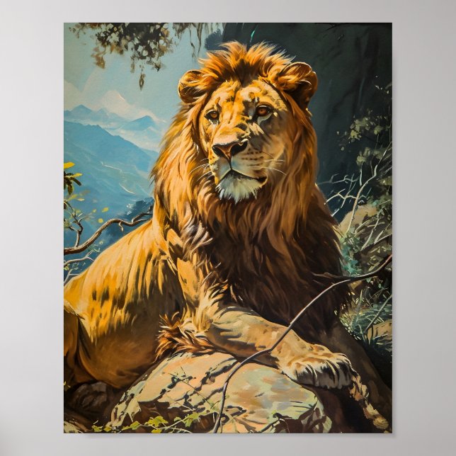 Vintage Lion Portrait Poster (Front)