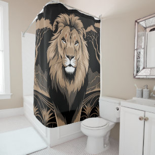 Vintage Lion Portrait Shower Curtain