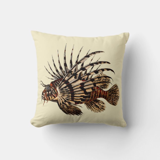Vintage Lionfish Art Print Cushion (Front)