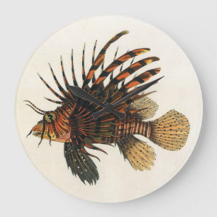Vintage Lionfish Fish, Marine Ocean Life Animal Large Clock