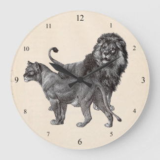 Vintage Lions Large Clock