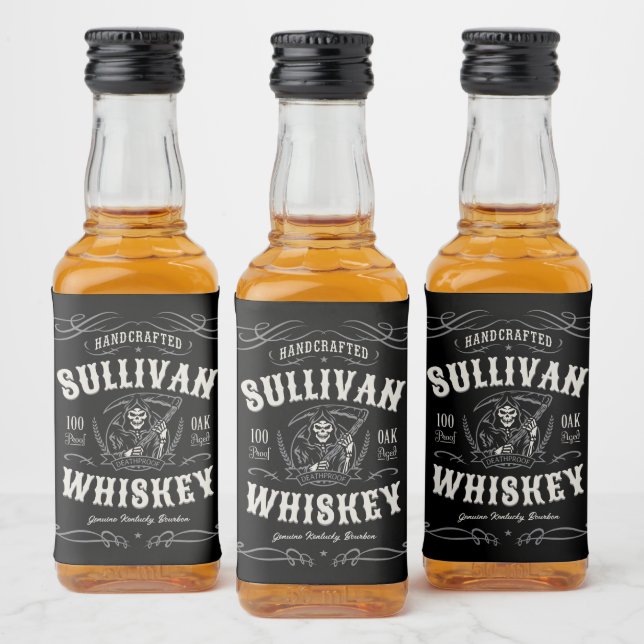Vintage Liquor ADD NAME Old Grim Reaper Whiskey  Bottle Label (Bottles)