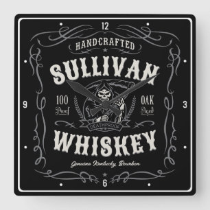 Vintage Liquor ADD NAME Old Grim Reaper Whiskey  Square Wall Clock