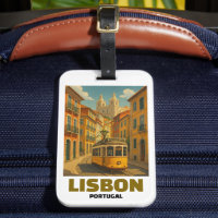 Vintage Lisbon Portugal Retro Tram Street Scene