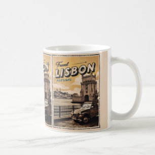 Vintage lisbon portugal travel gifts and souvenirs coffee mug
