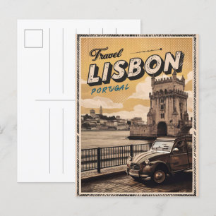 Vintage lisbon portugal travel gifts and souvenirs postcard
