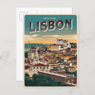 Vintage lisbon portugal travel gifts and souvenirs postcard