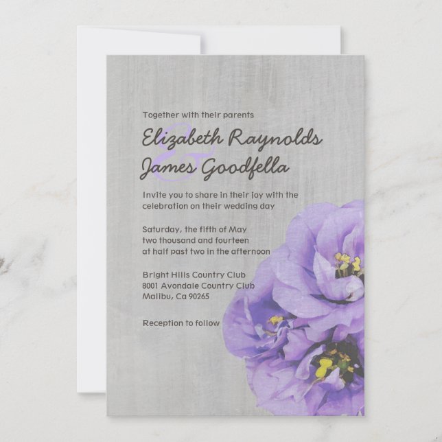 Vintage Lisianthus Wedding Invitations (Front)