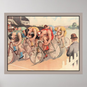 Vintage Litho Drawing Bicycle Race Poster