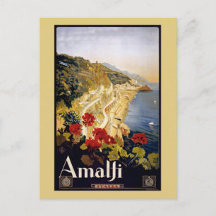 Vintage Litho Travel Ad Amalfi Italy Postcard