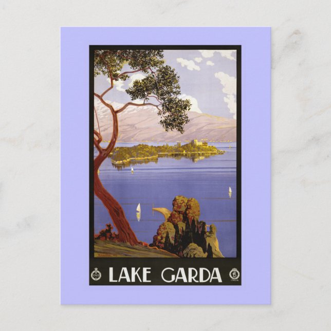 Vintage Litho Travel ad Garda Lake Italy Postcard (Front)