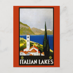 Vintage Litho Travel Ad Italian Lakes Postcard
