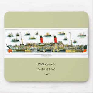 Vintage Lithograph British Ocean Liner RMS Caronia Mouse Pad