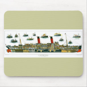 Vintage Lithograph British Ocean Liner RMS Caronia Mouse Pad