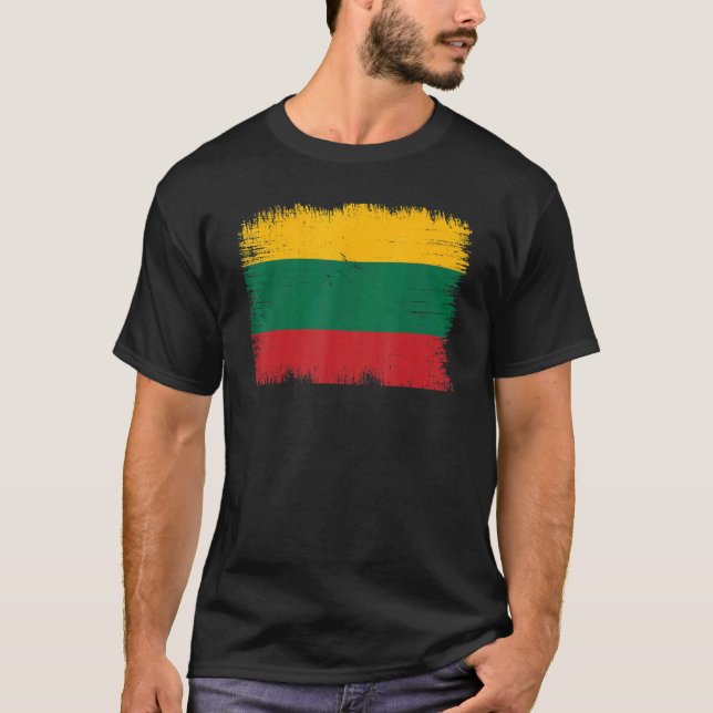 Vintage Lithuania Flag Lithuanian Independence Day T-Shirt (Front)