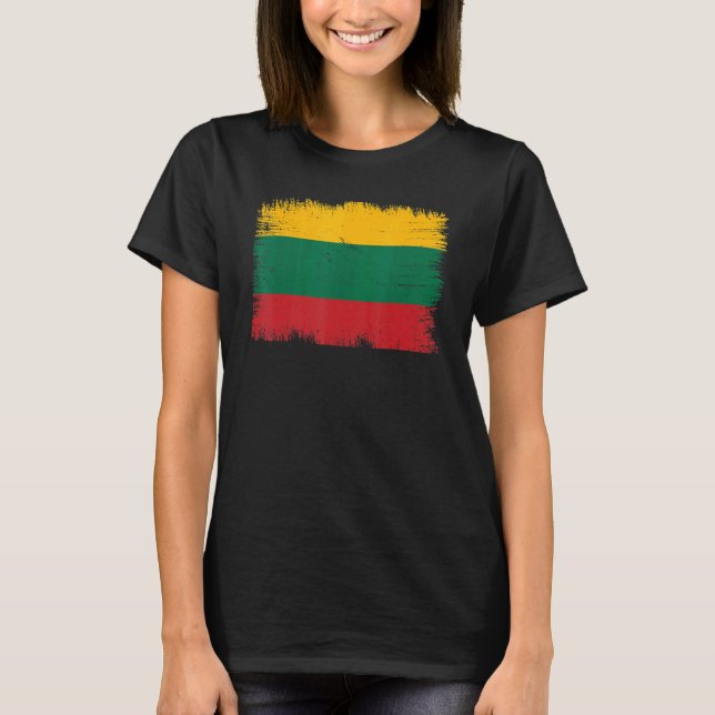 Vintage Lithuania Flag Lithuanian Independence Day T-Shirt (Front)