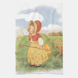 Vintage Little Bo Peep Mother Goose Nursery Rhyme Tea Towel
