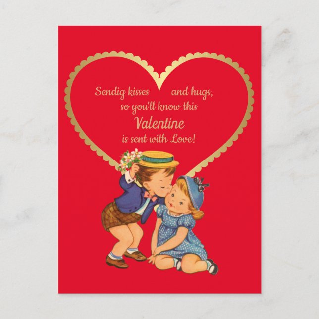 Vintage Little Boy and Girl 1950's Postcard (Front)