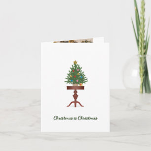 Vintage Little Christmas Tree Folded Photo  Holiday Card