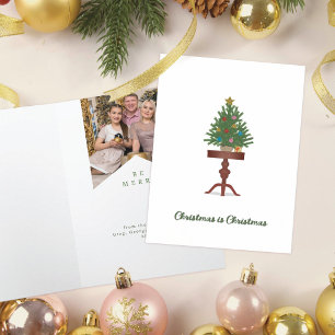 Vintage Little Christmas Tree Folded Photo Holiday Card
