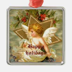 Vintage little cute Christmas angel and star Metal Tree Decoration