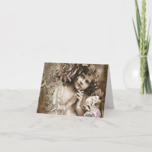 Vintage Little Girl BLANK Note Card