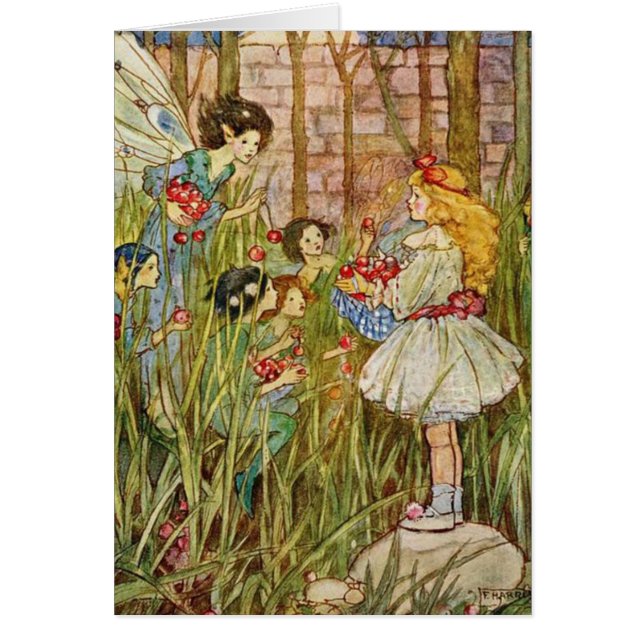 Vintage - Little Girl Meets Fairies, (Front)