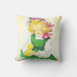 Vintage Little Girl Retro Cute Cushion