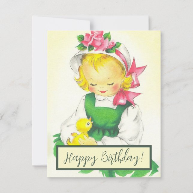 Vintage Little Girl Retro Cute Holiday Card (Front)